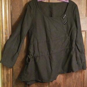 UNIQUE TOP.LINEN,TOGGLES,ASYMMETRY,DRAWSTRING